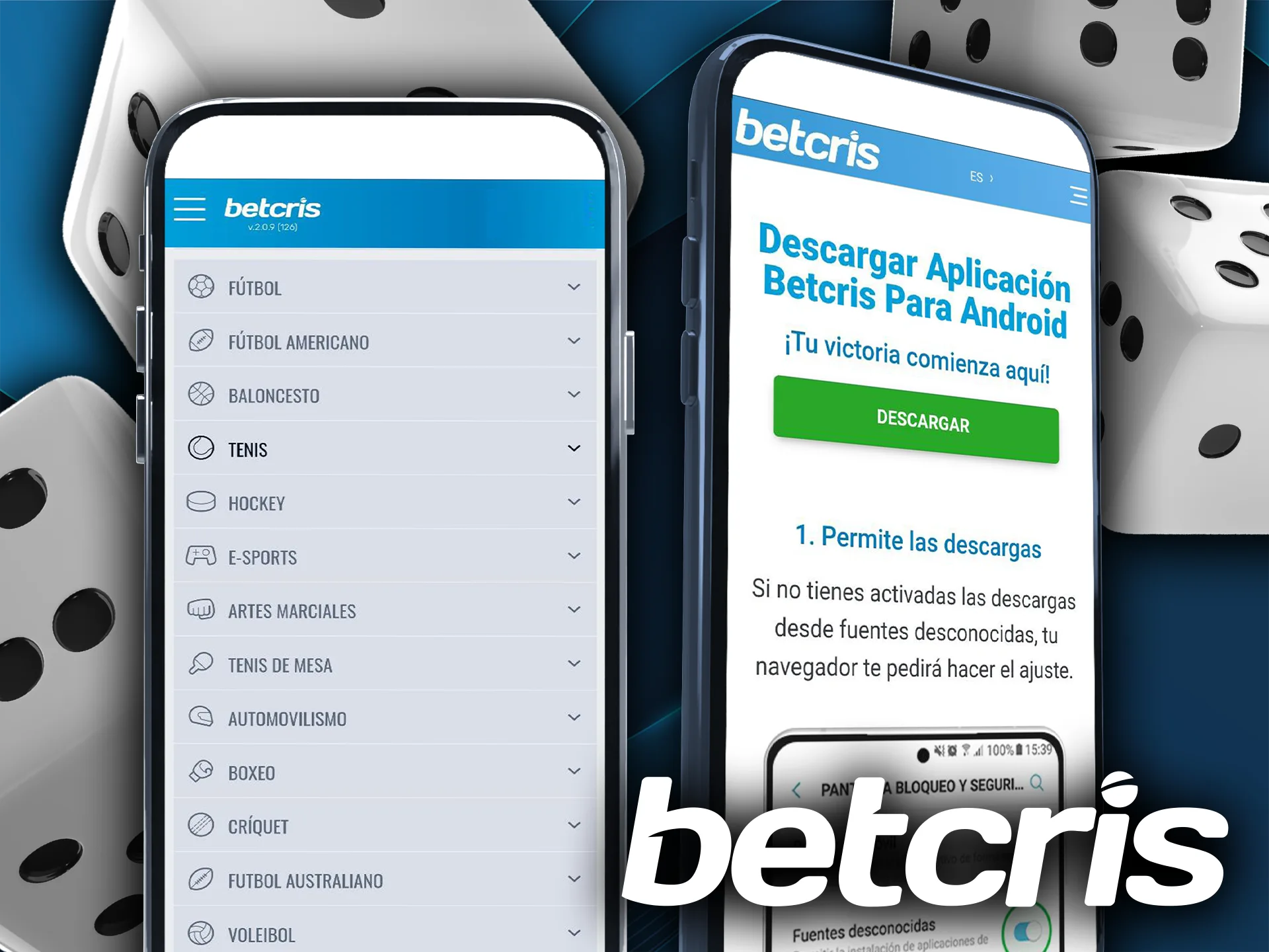 El proceso de configuración de la aplicación móvil Betcris en su dispositivo.